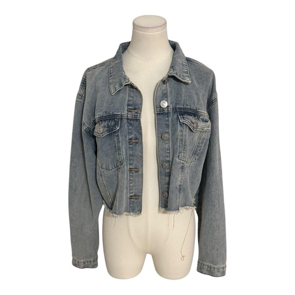 Rhinestone Fringe Denim Jacket Jeans Festival Stagecoach Country‎ Concert Size L - Picture 5 of 9